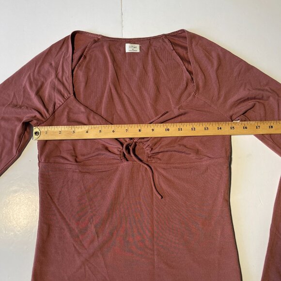 Wilfred Sweetheart Keyhole Longsleeve Top Ashy Rose Size Medium - Picture 9 of 11